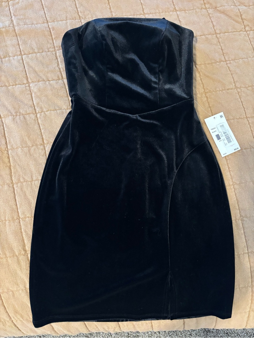 Next Up Strapless Black Velvet Cocktail Dress